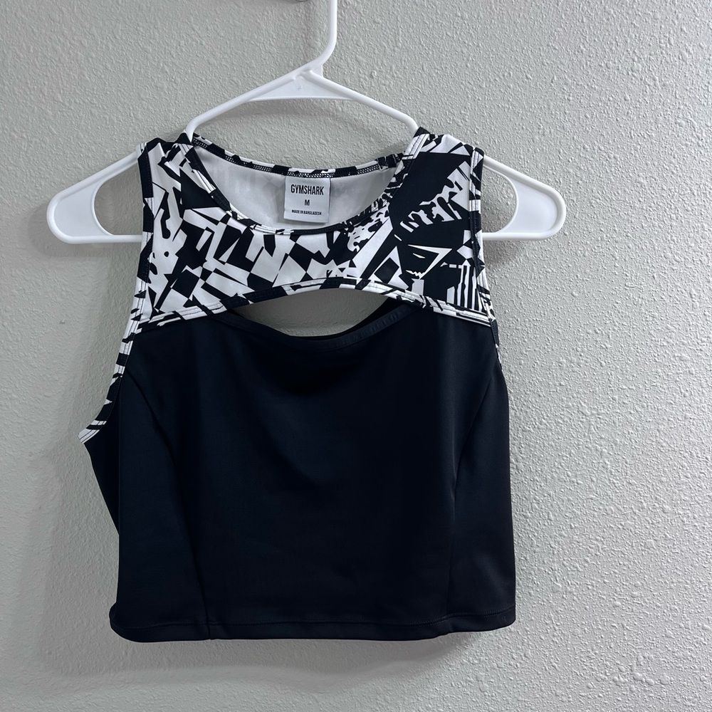 Gymshark Black & White Cutout Sports Crop Top